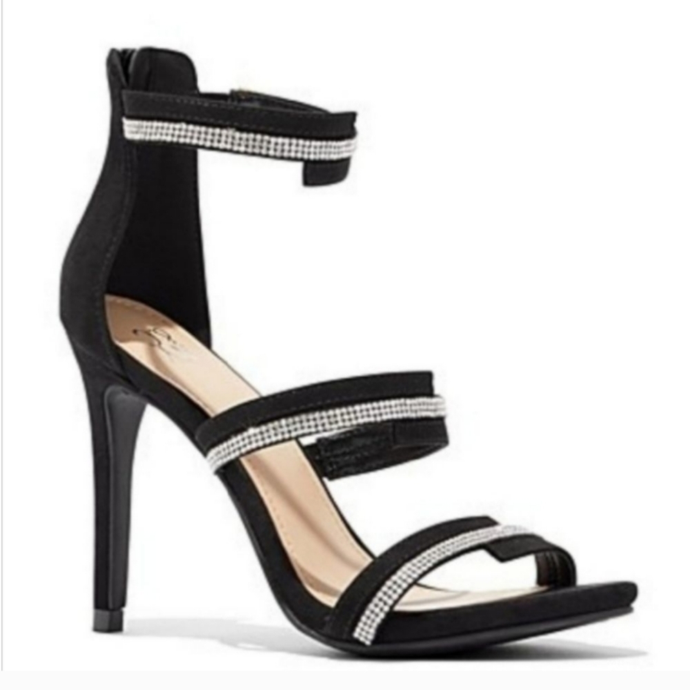 NWT Jeweled Black Faux Suede heels